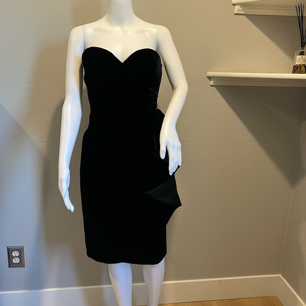 Strapless Black Velvet Sheath Dress